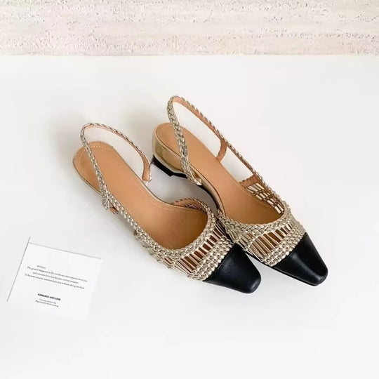 Damen Slingback-Pumps mit modischem Flecht-Design und elegantem Spitzenzeh R&B