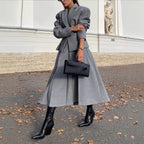 Damen elegante Oversize-Jacke mit hohem Kragen und strukturierten Ärmeln R&B