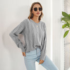 Damen Grobstrickpullover mit einzigartigem Zopfmuster und lässigem Schnitt R&B