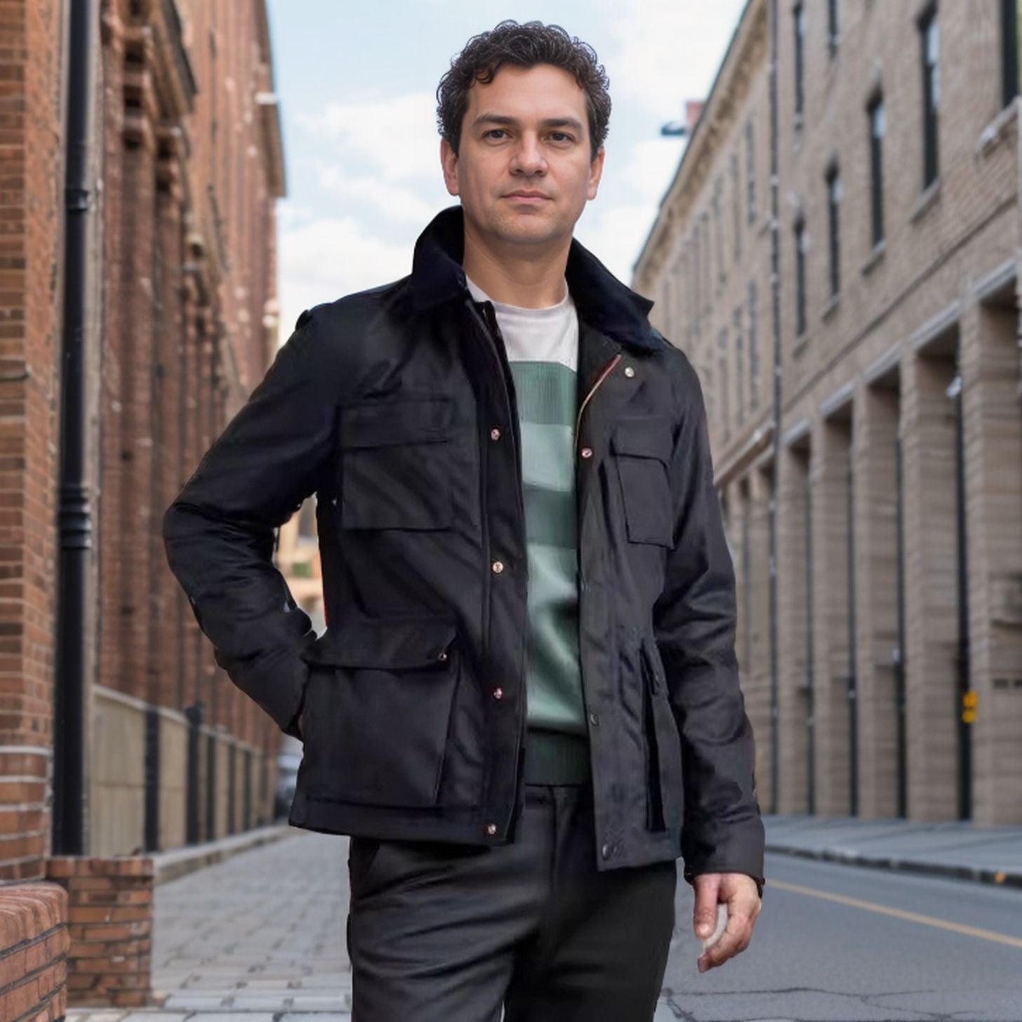 Herren funktionale Sportjacke mit praktischen Taschen und hochschließendem Kragen R&B