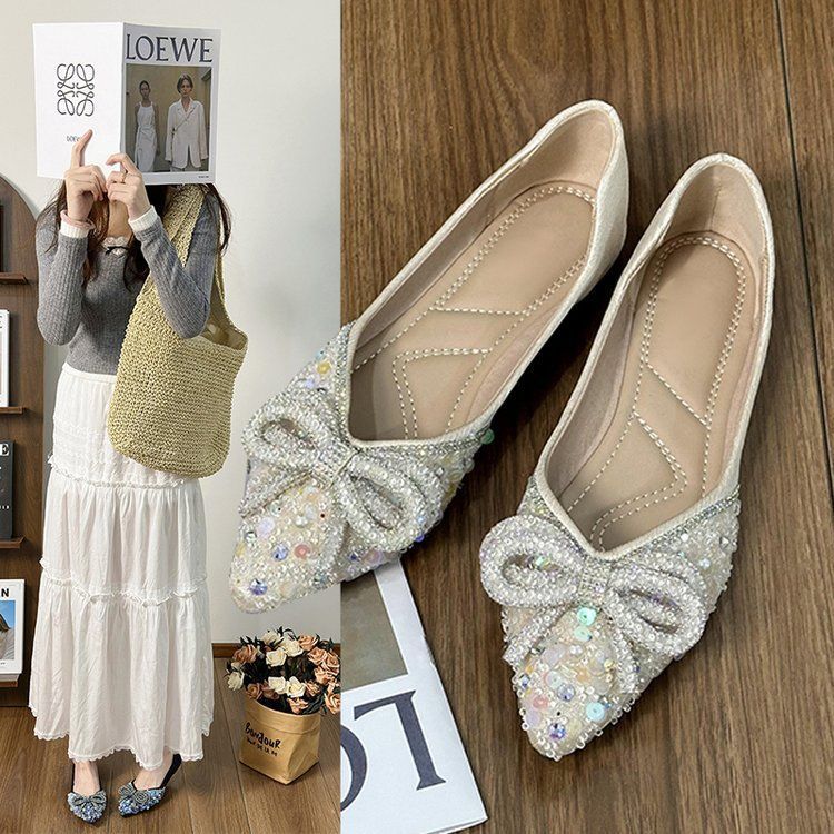 Damen Ballerinas mit glamourösem Strass-Design und zartem Schleifenakzent R&B