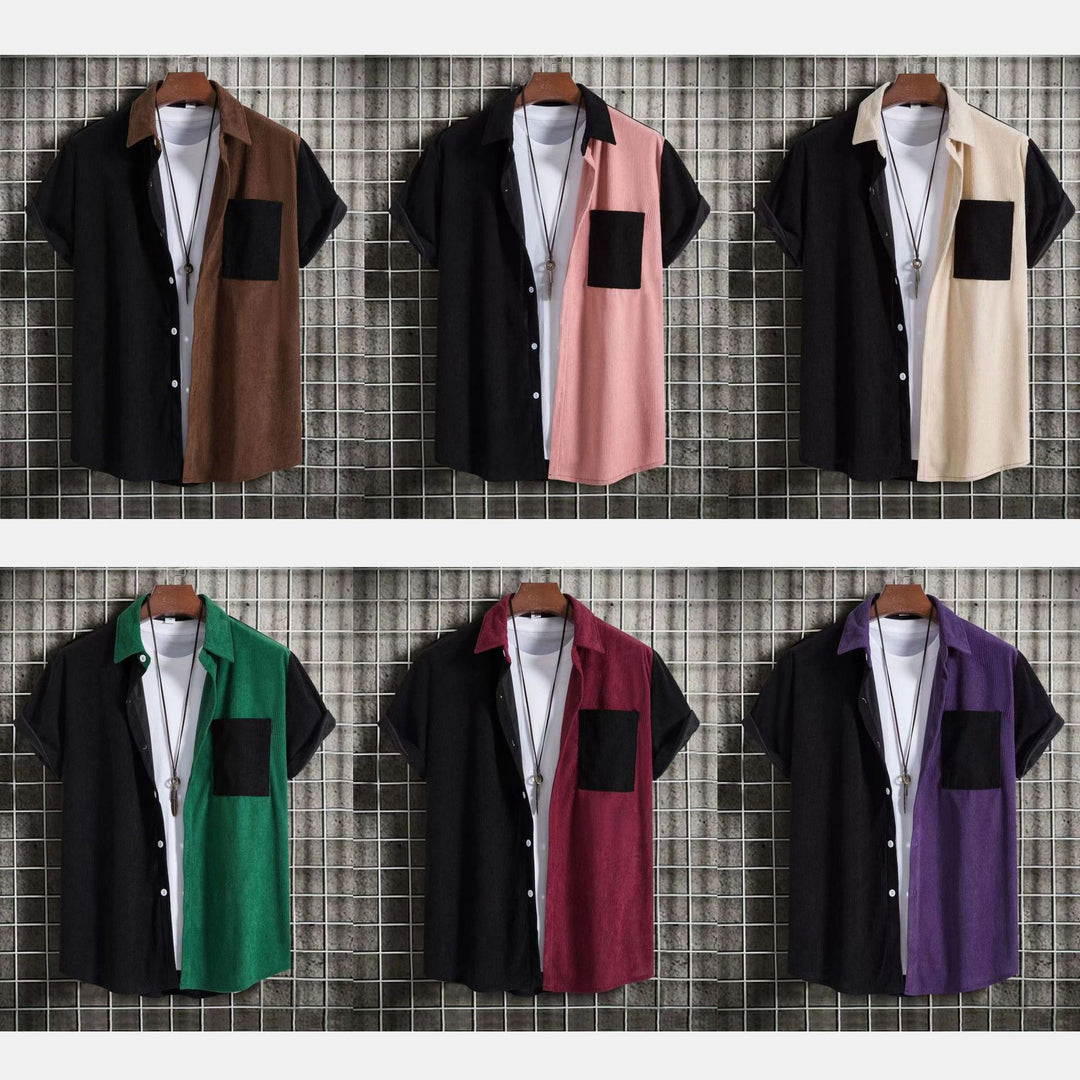 Herren Kurzarmhemd mit unterschiedlichen Texturen und modernem Design R&B