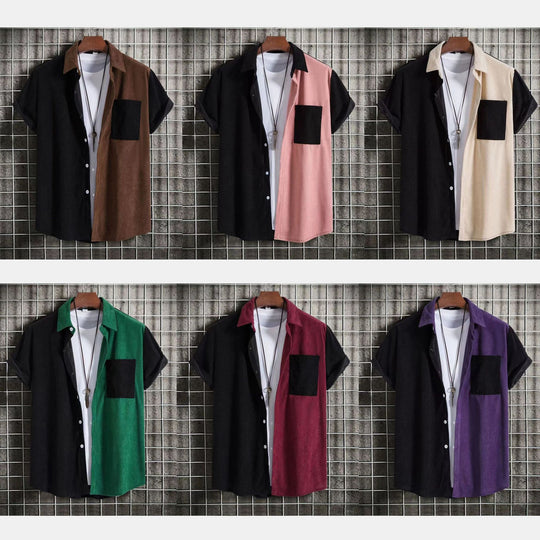 Herren Kurzarmhemd mit unterschiedlichen Texturen und modernem Design R&B