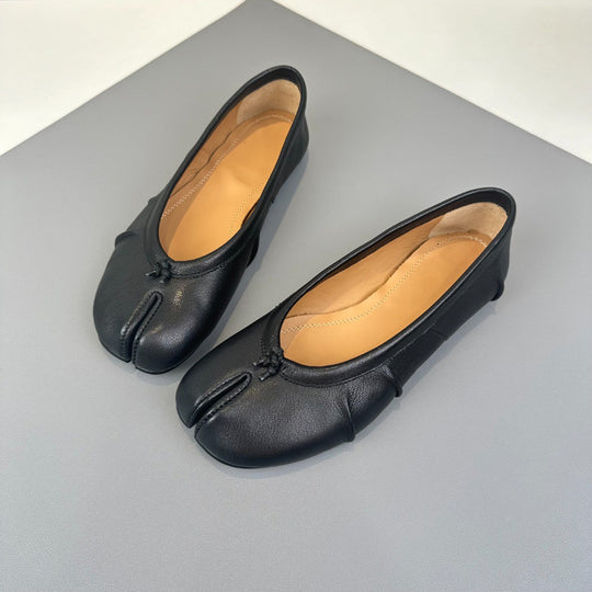 Damen Mokassin Balletschuhe mit einzigartiger Zehenform und glänzender Oberfläche R&B