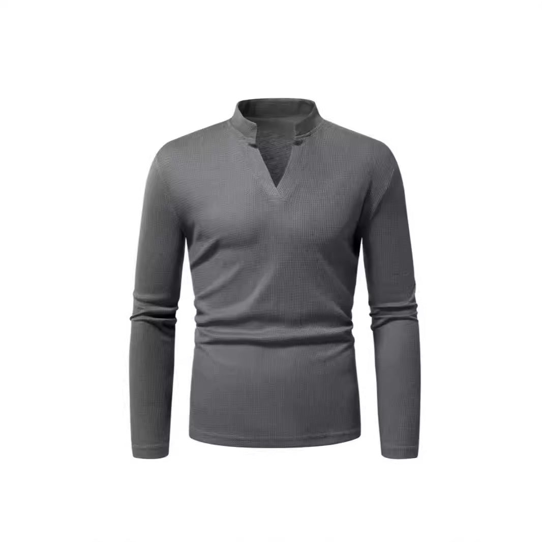 Herren Langarmshirt mit modernem Stehkragen und strukturiertem Design