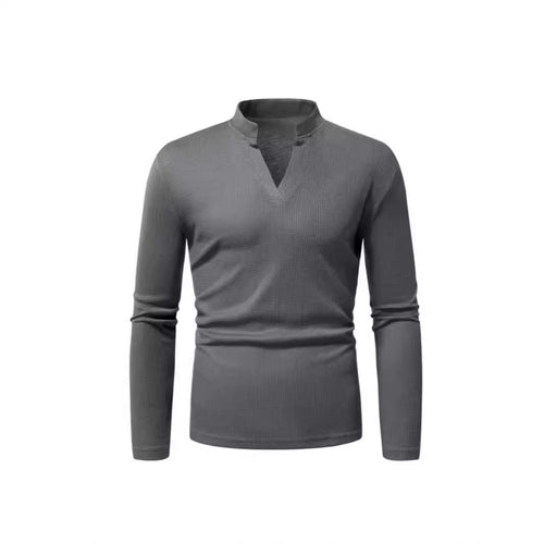 Herren Langarmshirt mit modernem Stehkragen und strukturiertem Design R&B
