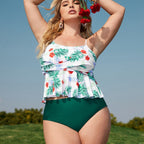 Damen Tankini-Set mit floralem Rüschendesign und figurumspielendem Schnitt R&B