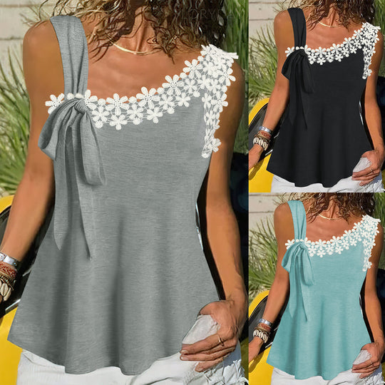 Damen Sommerliche Bluse mit verspieltem Spitze-Overlay R&B