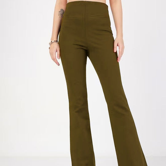 Damen Flared Pants mit hohem Bund und elastischem Material R&B