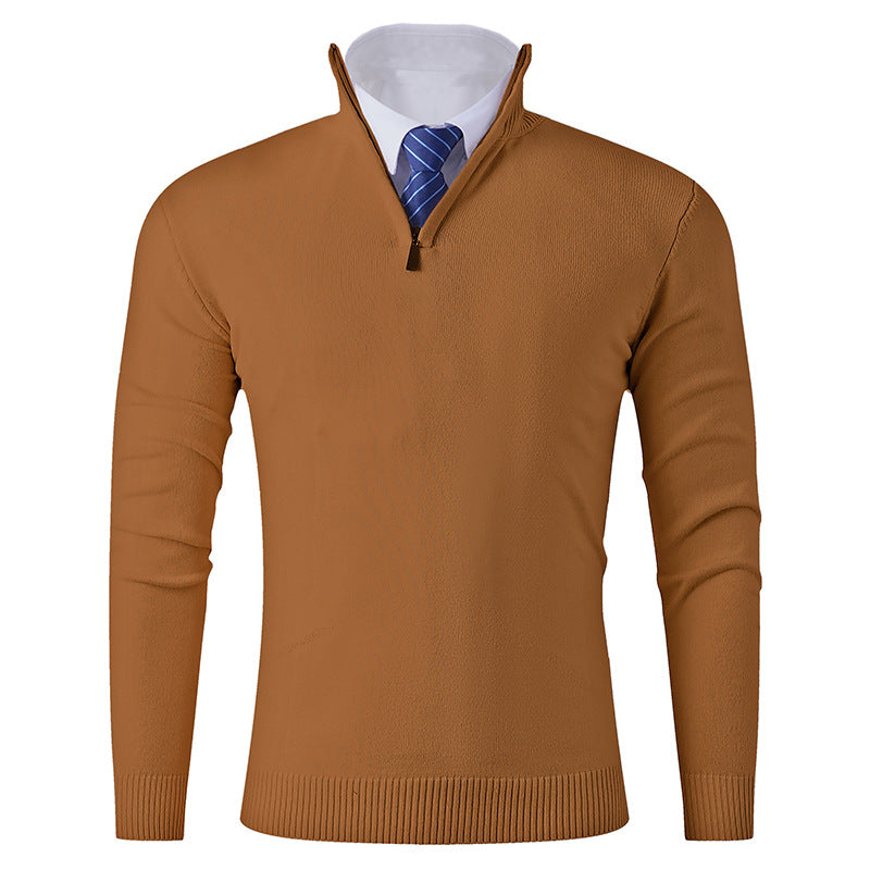 Herren eleganter Stehkragenpullover mit Reißverschluss R&B