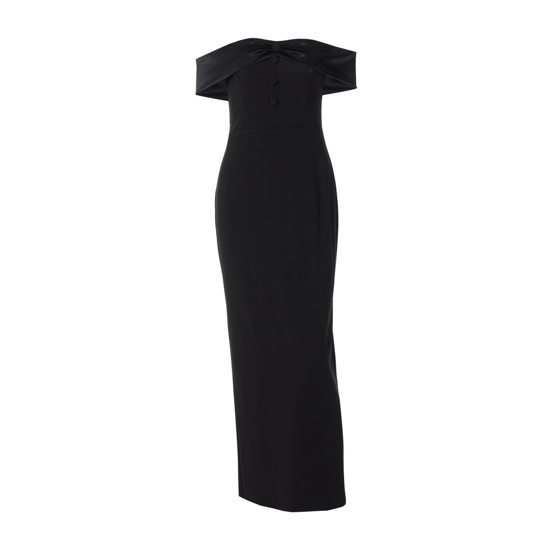 Damen Damenhaftes Maxi-Kleid mit off-shoulder Design und eleganten Knopfdetails R&B