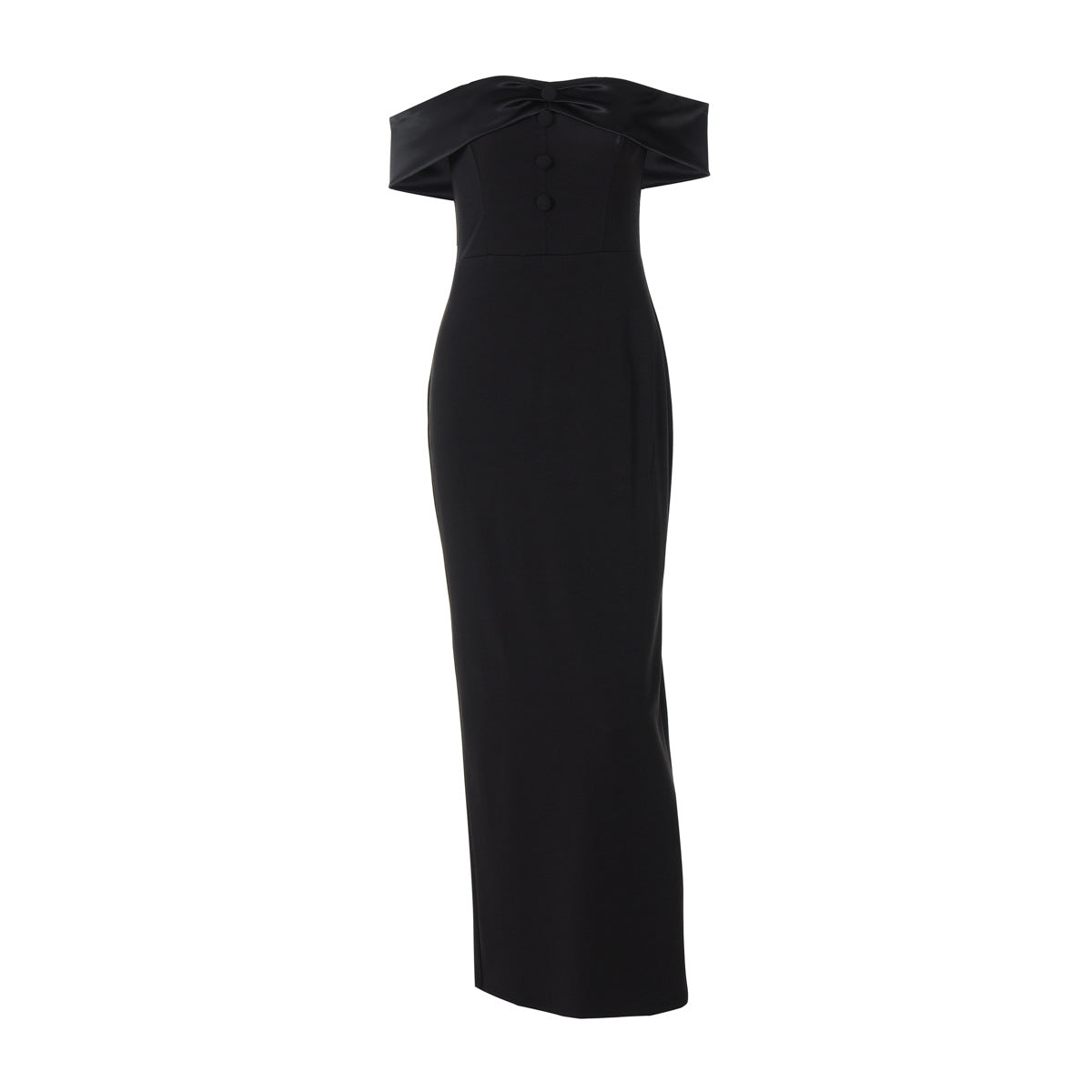 Damen Damenhaftes Maxi-Kleid mit off-shoulder Design und eleganten Knopfdetails R&B