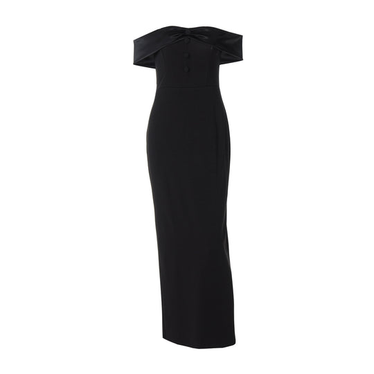 Damen Damenhaftes Maxi-Kleid mit off-shoulder Design und eleganten Knopfdetails R&B