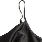 Damen elegantes Satin-Kleid mit verstellbaren Trägern und Taillenband R&B