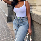 Damen Hohe Taille Destroyed Jeans R&B