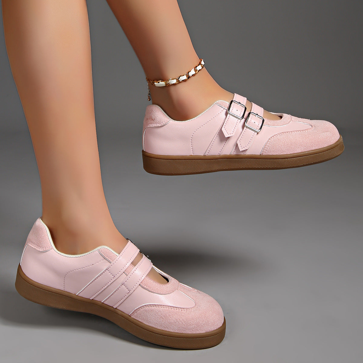 Damen Komfortable Sneakers mit doppeltem Riemenverschluss R&B
