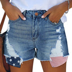 Damen Destroyed Denim Shorts R&B