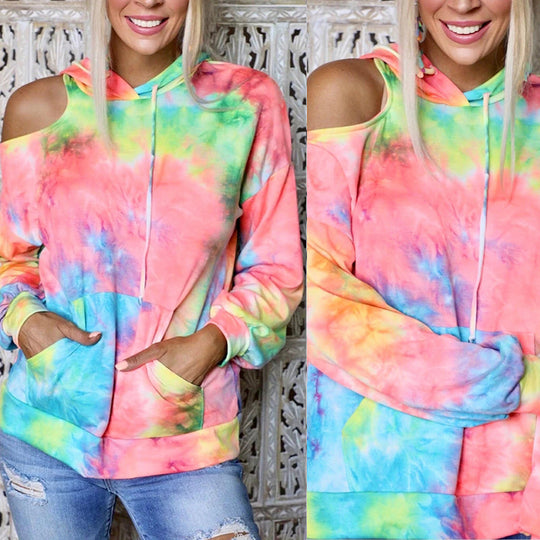 Damen Kapuzenpullover mit ausgeschnittenem Schulterdesign R&B