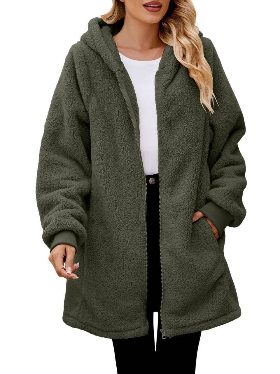 Damen Kuschelige Fleece-Jacke im Oversized-Stil R&B