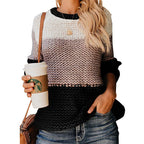 Damen lässiger Pullover mit weitem Schnitt und modischem Farbblockdesign R&B