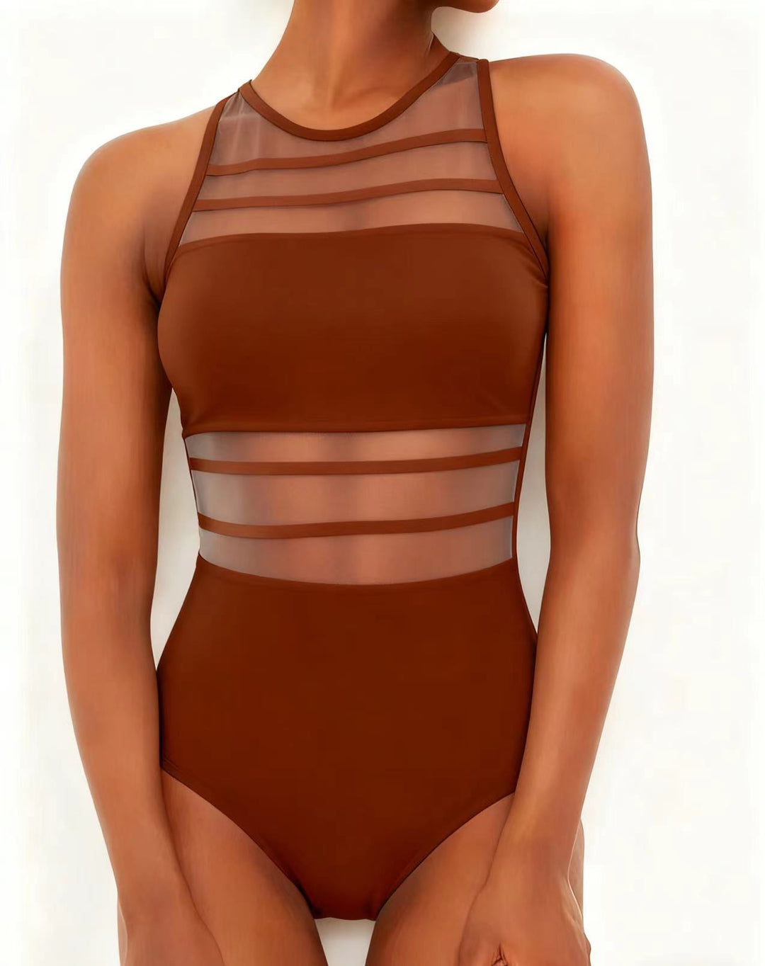 Damen Sportlicher Einteiler mit transparenten Einsätzen R&B