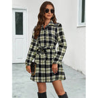 Damen Hemdblusenkleid mit karriertem Muster und Bindegürtel R&B