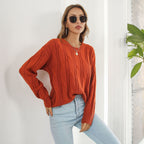 Damen Strickpullover mit strukturiertem Zopfdesign und weitem Schnitt R&B