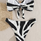 Damen Bandeau-Bikini mit modischem Schnallen-Detail und asymmetrischem Schnitt R&B