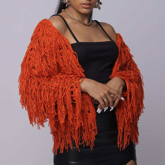 Damen Fransen-Pulloverjacke mit offenem Schnitt und stylischem Design R&B