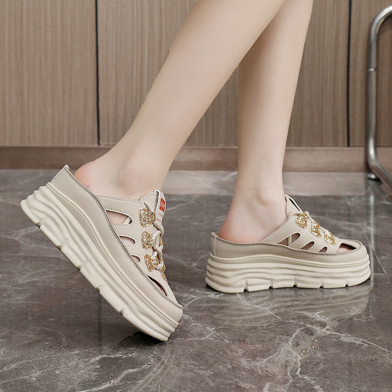 Damen Chunky Slip-On Sneakers mit funkelnden Akzenten und bequemer Dämpfung R&B