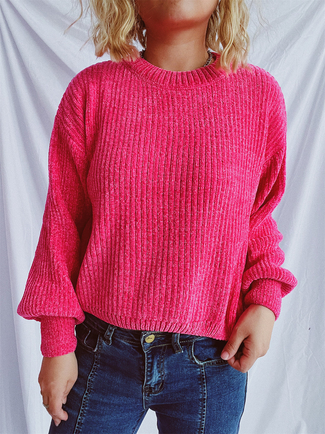 Damen Grobstrickpullover mit weitem Schnitt und strukturiertem Design R&B