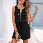Damen Jumpsuit mit Reißverschluss und praktischen Taschen R&B