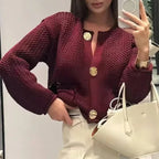 Damen Strickjacke mit dekorativen Knöpfen