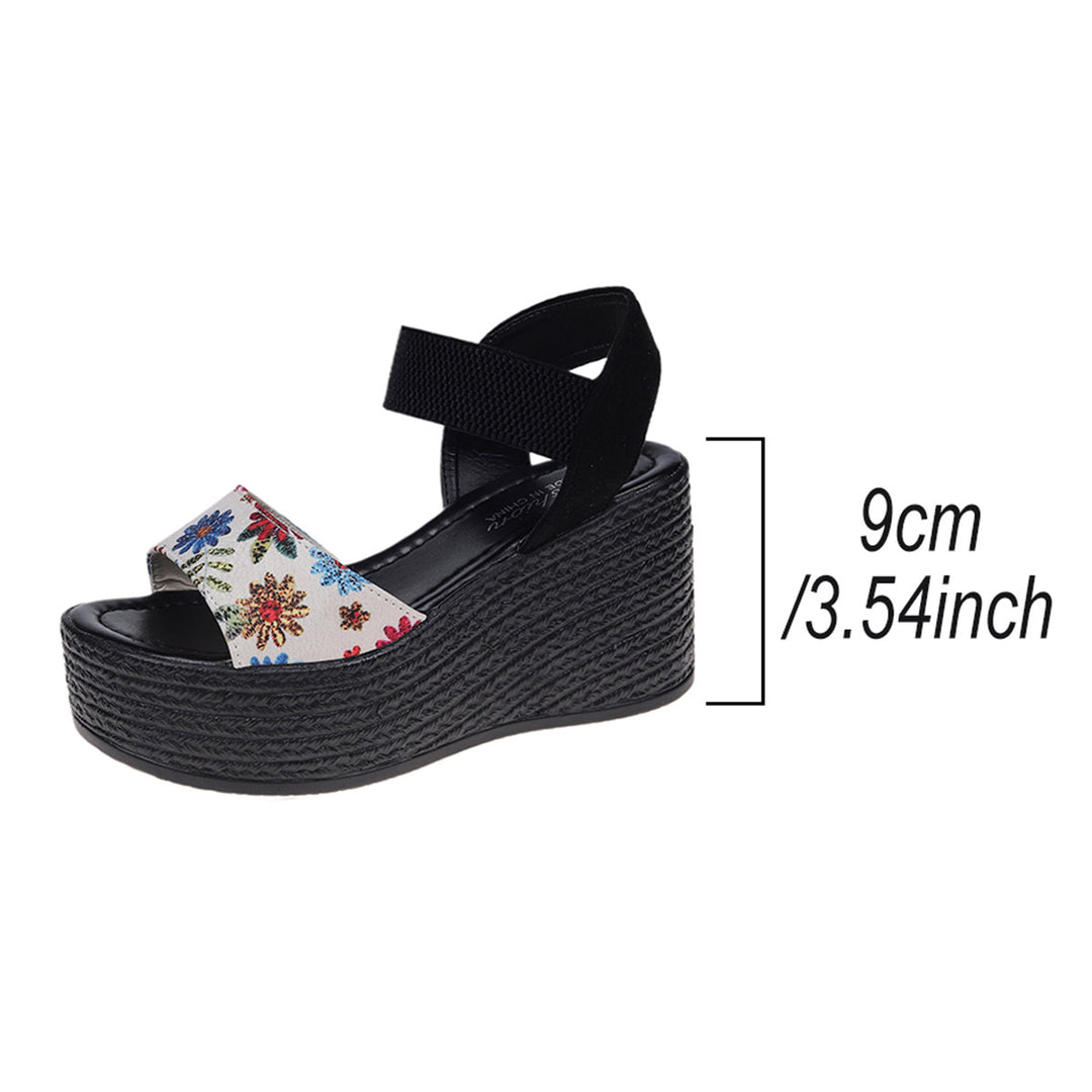 Damen Wedge-Sandalen mit floralem Design und elastischen Riemen R&B
