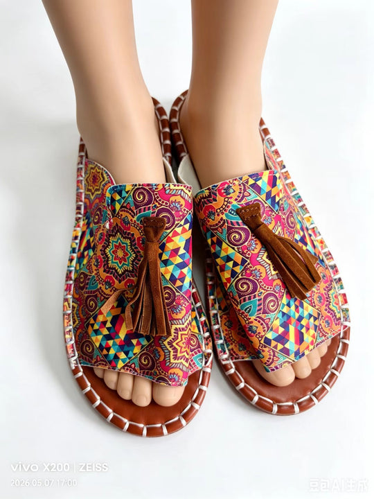 Damen Modische Clogs mit folkloristischem Muster R&B