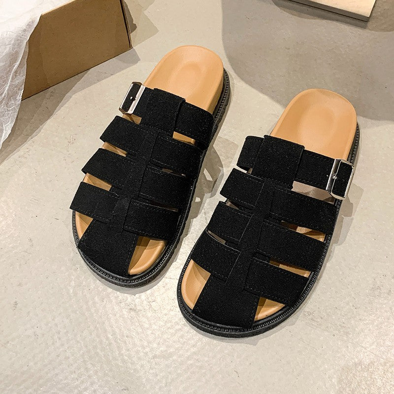 Damen Freizeitsandalen mit elastischen Riemen und modischem Verschluss EB