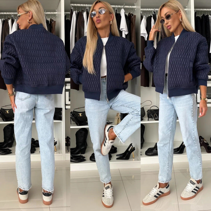 Damen Steppjacke im sportlich eleganten Design mit voluminösen Ärmeln R&B
