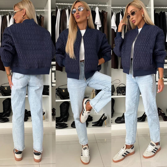 Damen Steppjacke im sportlich eleganten Design mit voluminösen Ärmeln R&B
