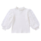 Mädchen Sweatshirt mit floralen Stickermonturen und Rüschen R&B