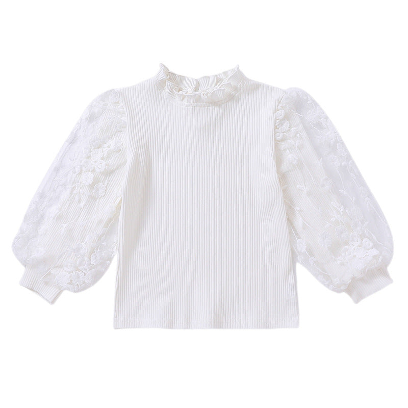 Mädchen Sweatshirt mit floralen Stickermonturen und Rüschen R&B