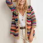 Damen Farbige Strickjacke mit fransigem Detail R&B