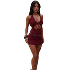 Damen figurbetontes Strickkleid mit Cut-Outs R&B