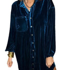 Damen Velours Hemdkleid R&B