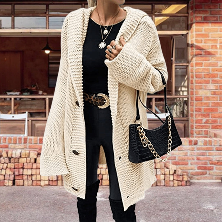 Damen Grober Strickcardigan mit weitem Schnitt und tiefen Taschen