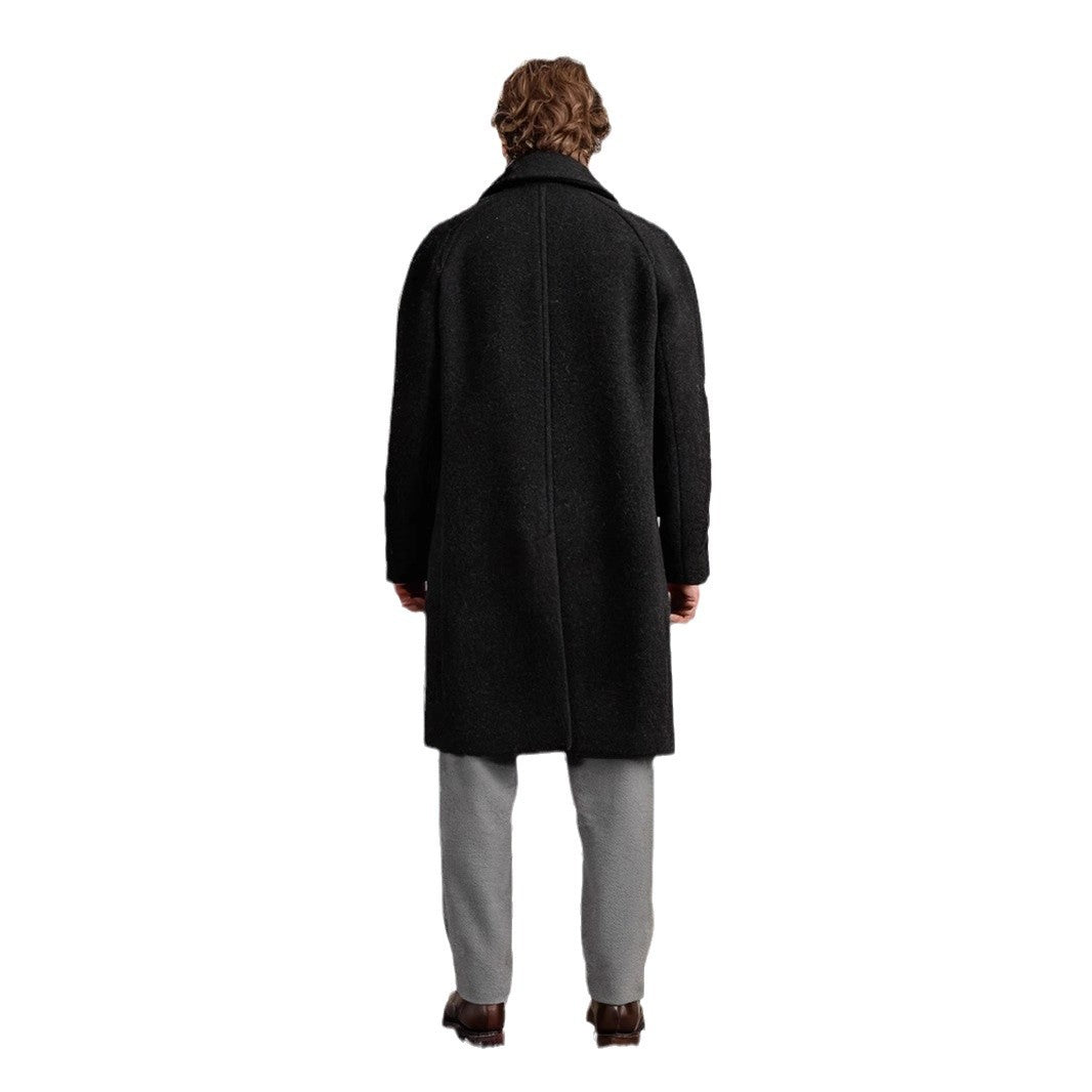 Herren eleganter Lammfellmantel mit strukturiertem Obermaterial und praktischem Verschluss R&B