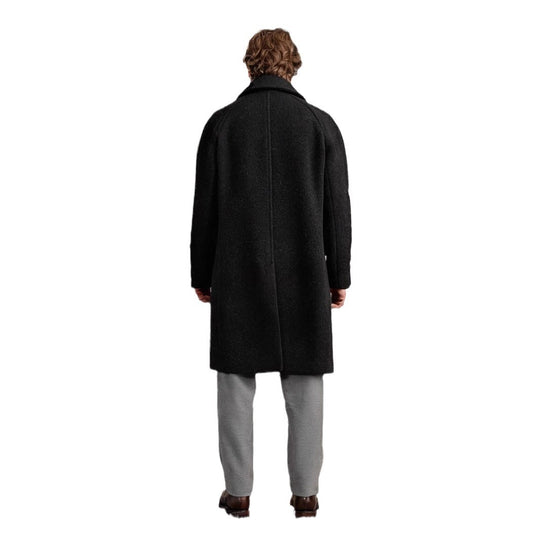 Herren eleganter Lammfellmantel mit strukturiertem Obermaterial und praktischem Verschluss R&B
