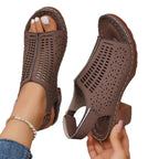Damen Sandaletten mit durchbrochenem Design und komfortablem Blockabsatz R&B