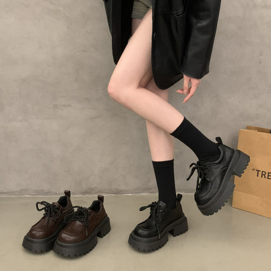 Damen Modische Chunky Sneakers mit rutschfester Sohle und breiten Schnürsenkeln R&B