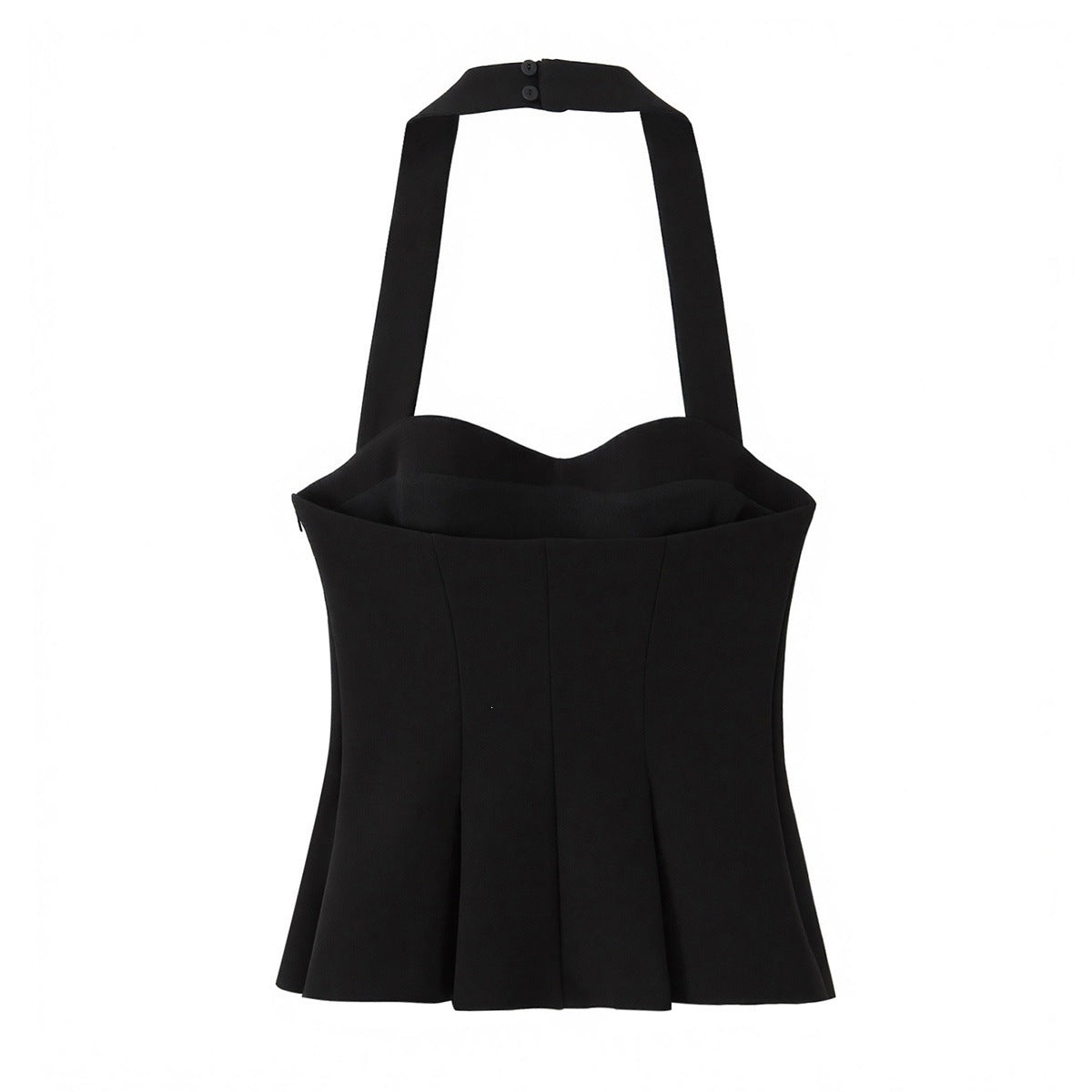 Damen schicke Bustier-Bluse mit taillierter Silhouette und dekorativem Halterneck R&B