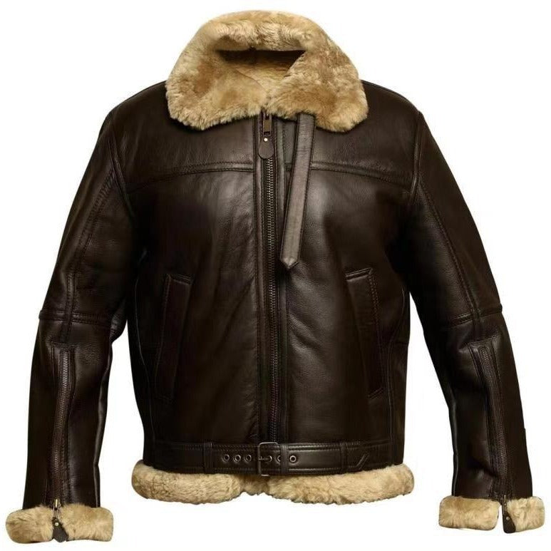 Herren Lammlederjacke mit weichem Teddyfutter R&B